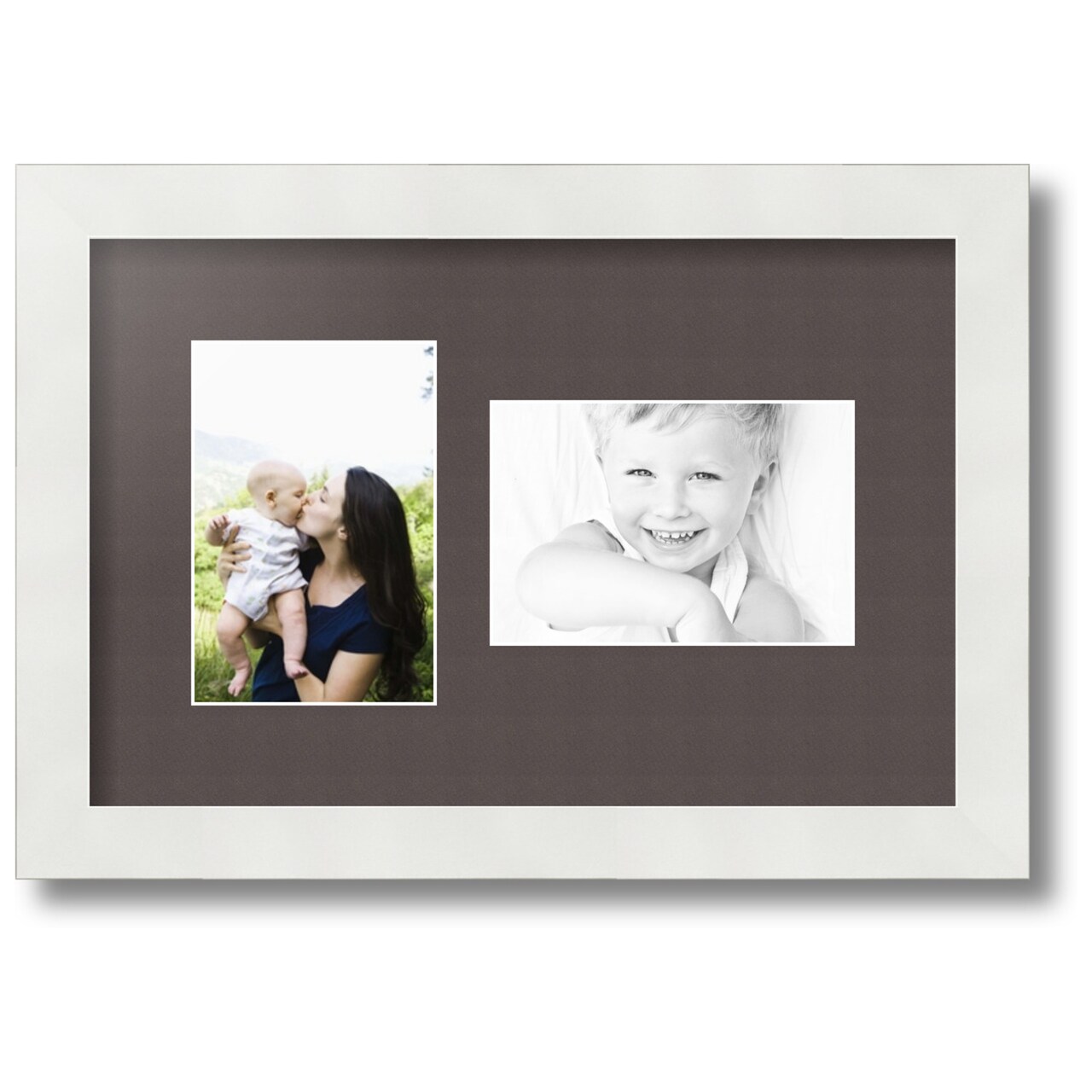 ArtToFrames Collage Photo Picture Frame with 2 - 4x6 inch Openings, Framed in White with Over 62 Mat Color Options and Regular Glass (CSM-3966-102)